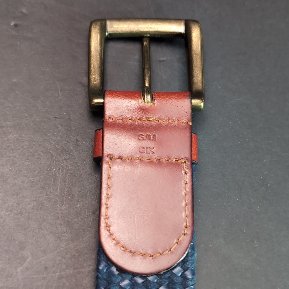 Ted Baker Men's Stretch Blue Woven/Leather Belt,S/M. - Picture 6 of 9